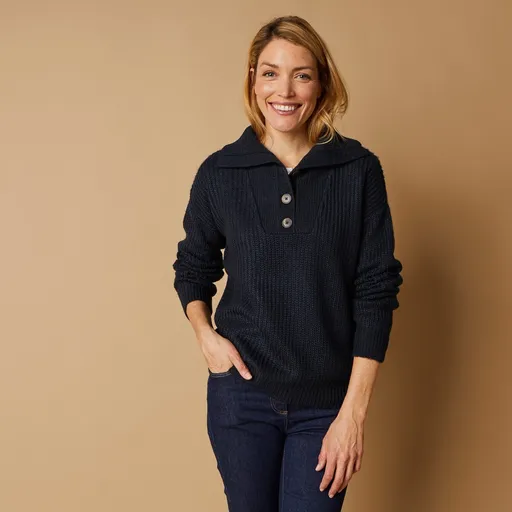 Pulover cu guler înalt, model tricotat cu atingere de mohair neted