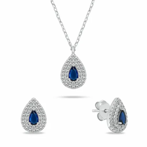 Brilio Silver Set de bijuterii din argint cu zircon Tear Drop SET284WB (colier, cercei)