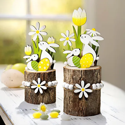 Decorațiune din lemn Paște, set 2 bucăți