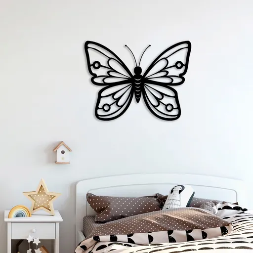 Decoratiune de perete, Butterfly 1, Dimensiune: 60 x 45 cm, Negru