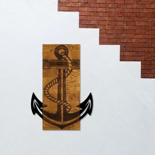 Decoratiune de perete, Anchor, Dimensiune: 41 x 58 cm, Nuc / Negru