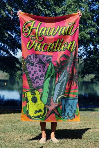 Prosop de plaja, L'essentiel Maison, Hawaii Vacation 90, 90x150 cm, Multicolor