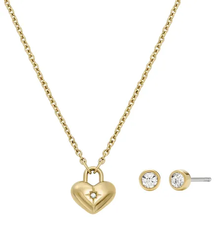 Fossil Set fermecător de bijuterii placate cu aur JF04881SET (colier, cercei)