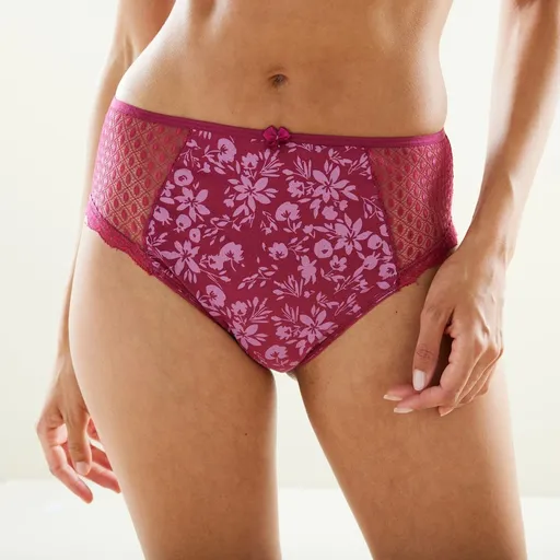 Set de 4 chiloți maxi din dantelă, culoare uni și imprimeu floral Tropea