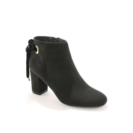 Cizme cu toc cu fundiță de catifea