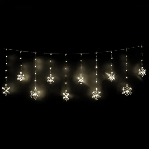 Decorațiune luminoasă pentru exterior Snowflakes,200x60cm, LED, alb cald, temporizator, 8 funcții, 200 cm
