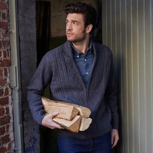 Pulover cu model irlandez și fermoar