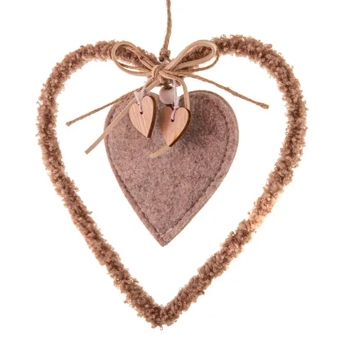 Inimă suspendată din material textil, 16 cm,fleece