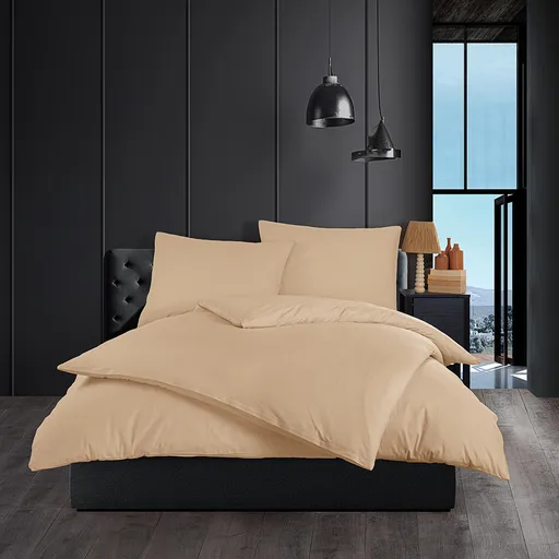Lenjerie de pat din bumbac Color bej, 140 x 200cm, 70 x 90 cm