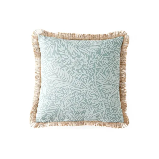 Set de 2 fețe de pernă cu imprimeu frunze și franjuri de iută, tăiate pătrat sau dreptunghiular