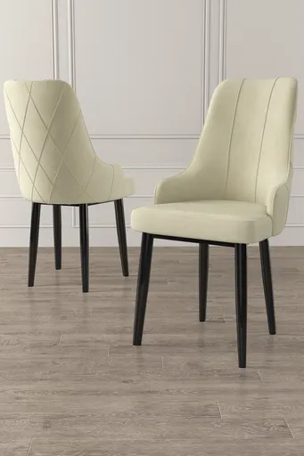 Set scaune 6 piese, Hanah Home, Trex, Crem/Negru