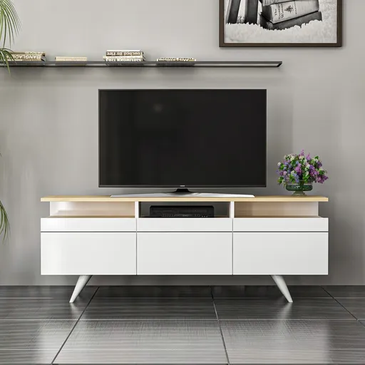 Comoda TV, Hanah Home, Berlin 150, Stejar / Alb