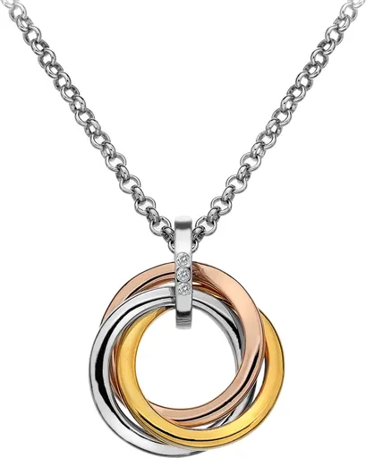 Hot Diamonds Colier din argint Trio Rose Gold DP544 (lănțișorm pandantiv)