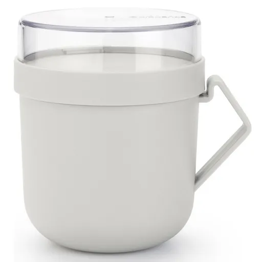 Ceasca pentru supa cu capac Brabantia Make&Take 1006295, 600+180 ml, Capac cu infiletare, Fara BPA, Gri