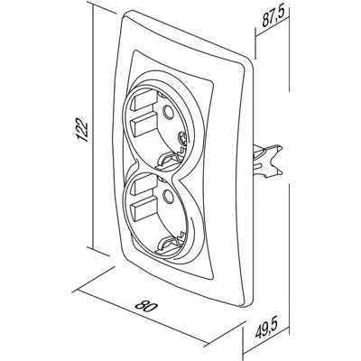 Ekonomik Priza SCHUKO 2P 16A ST IP20 Maro, TEM Modul TEM-VE16CBKS-B