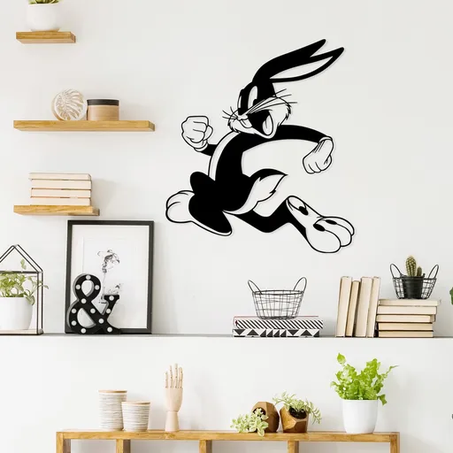 Decoratiune de perete, Bugs Bunny 2, Dimensiune: 62 x 70 cm, Negru