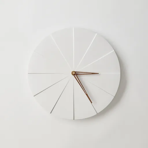 Ceas de perete ODLITO din beton, model Cake – alb – 28,5 cm – ace maro