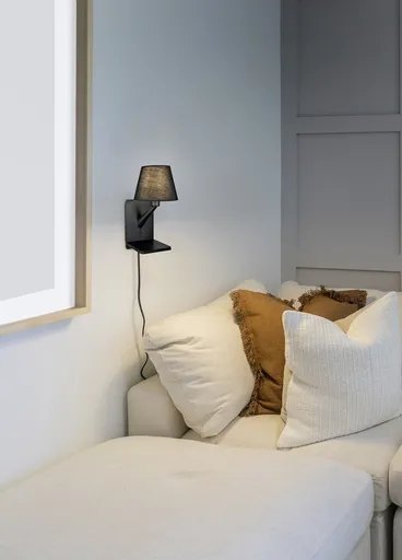 Lampa de perete Comfort, TRIO, 16x18x31 cm, 40W, 1x E14, metal, negru mat