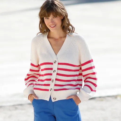 Pulover în dungi cu nasturi