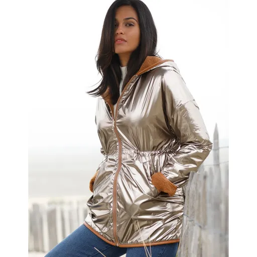 Parka reversibilă, boucle/metalic