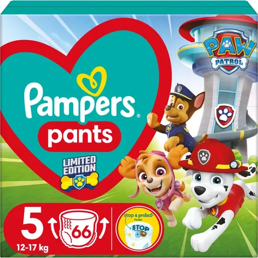 Pampers Pants Paw Patrol Size 5 scutece de unică folosință tip chiloțel 11-17 kg 66 buc