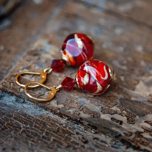 Lampglas Cercei cu aur de 24 de carate in perle Lampglas Cherry Temptation ERO26