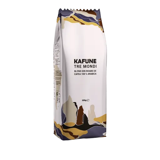 Kafune Cafea Boabe Tre Mondi - Blend Superior De Cafea Boabe 500g, Echilibrul Perfect ntre Aromele Cafelei Arabica Din Trei Regiuni Ale Lumii
