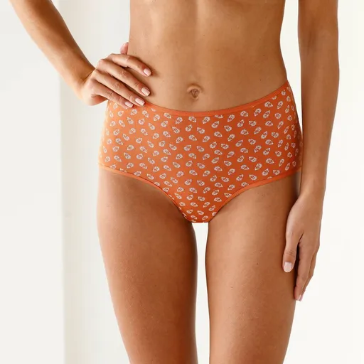 Set de 10 chiloți maxi din bumbac elastic, cu imprimeu floral