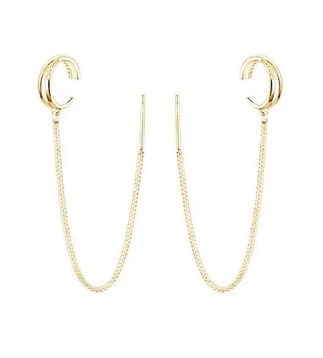 MOISS Cercei cu lanț din argint placat cu aur E0004291