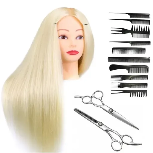 Set Frizerie Start School cu Foarfece Tuns, Filat, Cap Practica - 50% Natural si Set 10 Piepteni