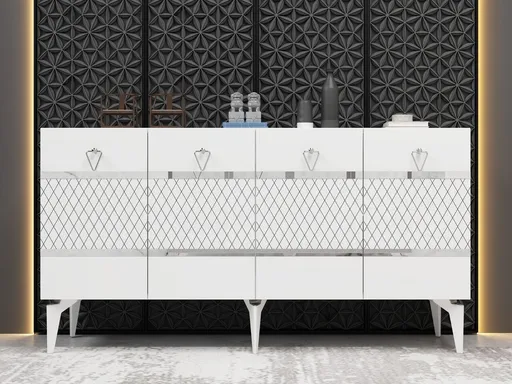 Consola, Hanah Home, Pelin, 150x79x40 cm, PAL , Alb / Argintiu