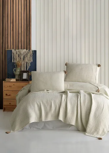 Set cuvertura pique dubla, L'essentiel Maison, Hermes, Bej