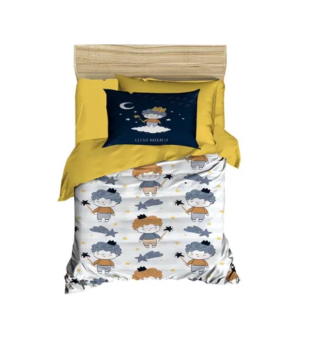 Lenjerie de pat pentru copii, L'essentiel Maison, PH185, Galben / Bleumarin / Alb