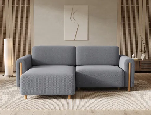 Coltar extensibil stanga 3 locuri ELTAP, LT-O-05CAL, Acossta, 244x154x95 cm, lemn/poliester, gri/natur