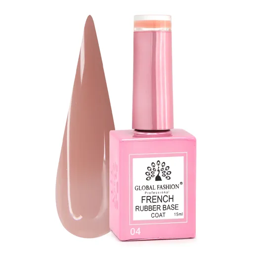 Rubber Base Coat French, Global Fashion, 15 ml, Nude 04, TPO Free