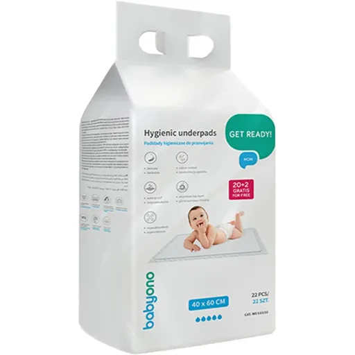 BabyOno Get Ready Hygienic Underpads suport pentru schimbat scutecele de unică folosință 40 x 60 cm 22 buc
