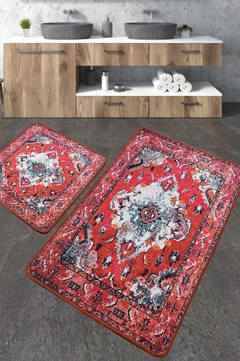 Set covorase de baie, L'essentiel Maison, Authentic, Poliester, Albastru