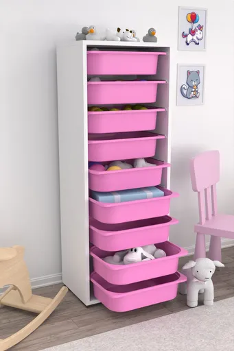 Dulap multifunctional, Hanah Home, Zola 9N, 45.5x122x30 cm, Alb/Roz