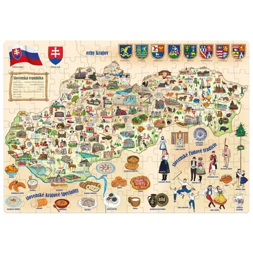 Puzzle Harta Slovaciei Popular , 160 piese