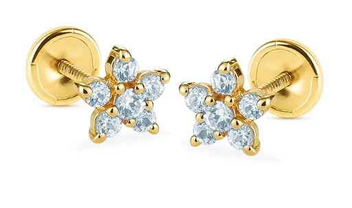 Brilio Cercei de aur steluțe cu acvamarin sintetic 14/188.961/17AM-S