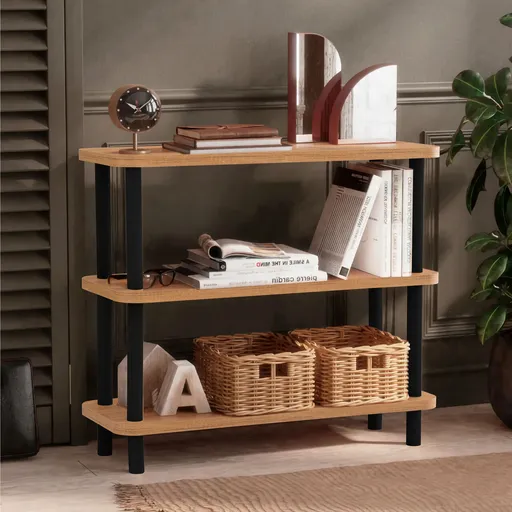 Corp biblioteca, Hanah Home, Step, 80x75x28 cm, Negru / Pin Atlantic
