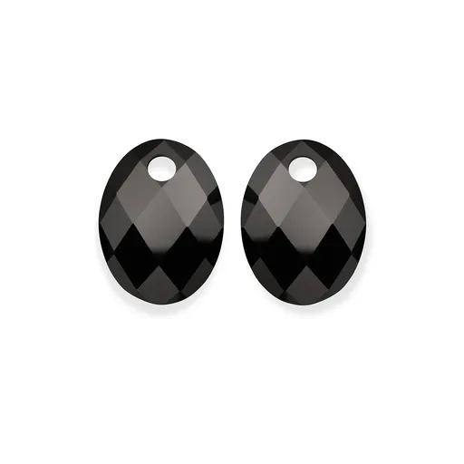 Sparkling Jewels Pandantive ovale pentru cercei din onix negru EAGEM07-MO