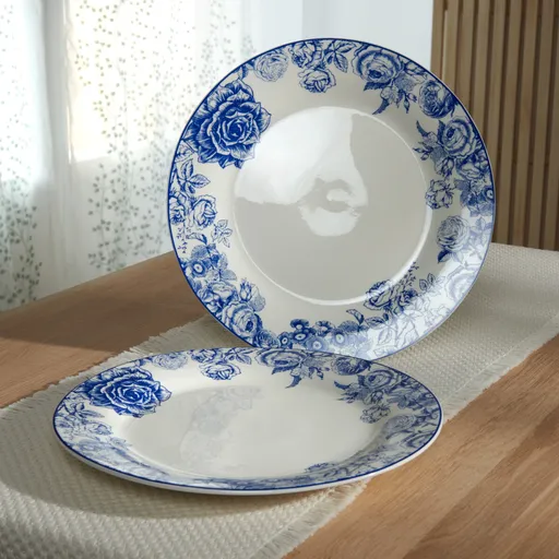 Set de 2 farfurii de masă cu trandafiri