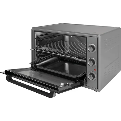 Elite EMO-65300G mini cuptor, 2000W, 65 l, 3 funcții, Sticlă dublă, Încălzire ascunsă pe fund, Termostat, Cronometru, Gri