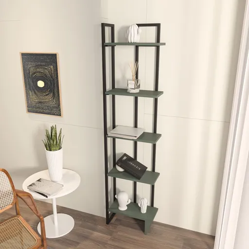 Corp biblioteca, Hanah Home, Alice, 36.4x180x19.6 cm, Negru/Verde