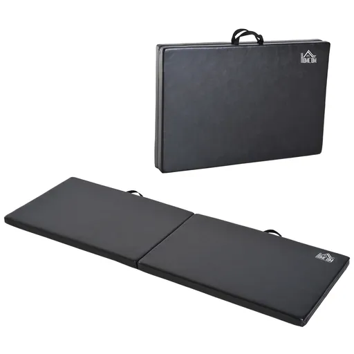 HOMCOM Tapet de Gimnastică Pliabil, Tapet Fitness Gros de 5 cm și Antialunecare, 180x60x5 cm, Negru | Aosom Romania