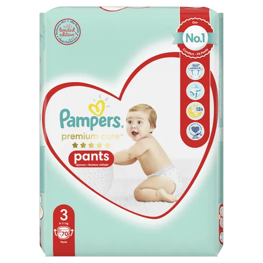 Scutece Pampers Premium Care Pants 70 bucăți,mărimea 3