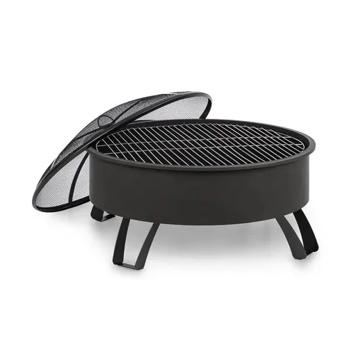 Blumfeldt Oreos, bol de foc 2-în-1, Ø75cm, scânteie Ø68cm, grill, fontă, negru
