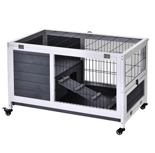 PawHut cusca cu rampa si culcus, pentru iepuri 90x53x59 cm | Aosom Romania