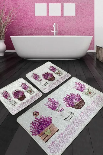 Set covorase de baie, L'essentiel Maison, Giardino Di Lavanda Djt, Multicolor